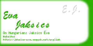 eva jaksics business card